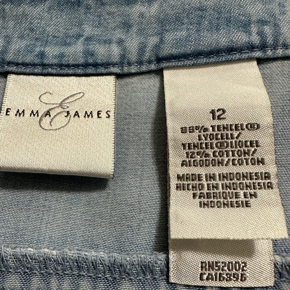 Vintage Emma James Blue Chambray Prairie Skirt, Size 12 - Picture 6 of 8